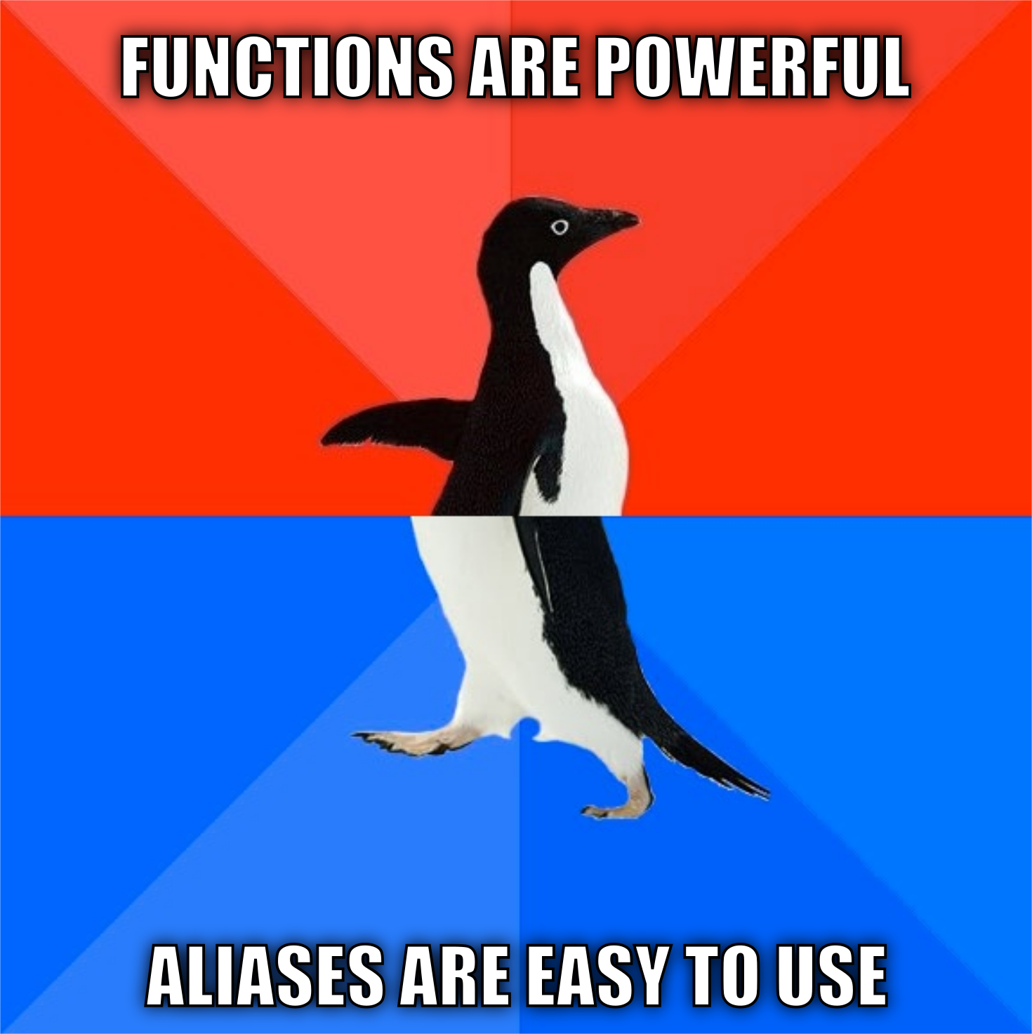 Functions are more powerful, but aliases are simplier to use.