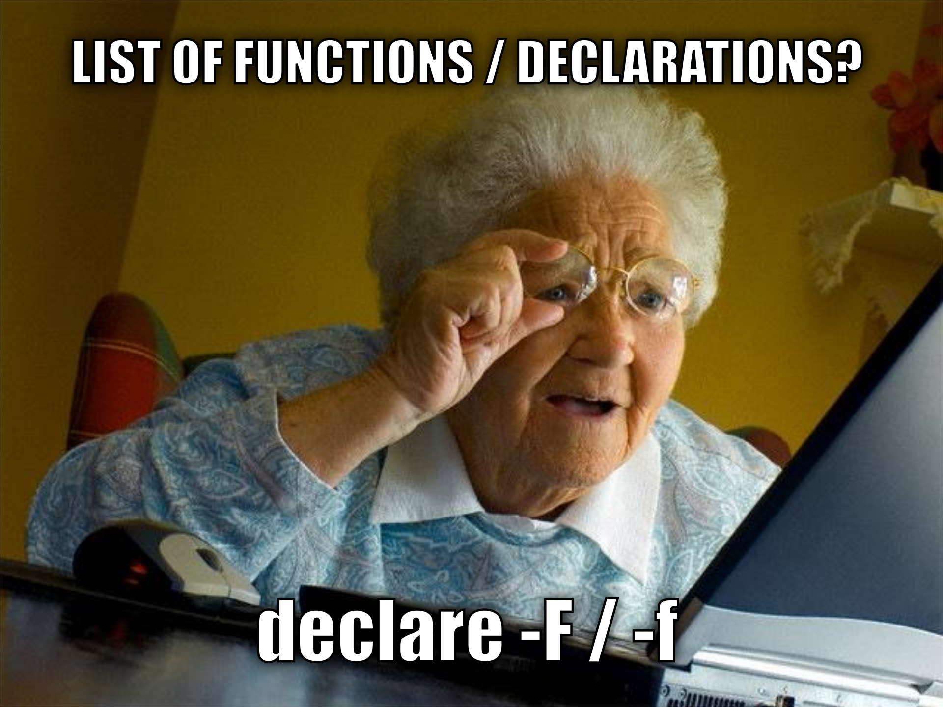 List of function names / declarations.